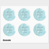Aqua Blue Botanical Waterverf Wash Weddenschap Ronde Sticker (Vel)