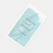 Aqua Blue Botanical Waterverf Wash Weddenschap Servet (Hoek)
