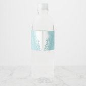 Aqua Blue Botanical Waterverf Wash Weddenschap Waterfles Etiket (Achterkant)