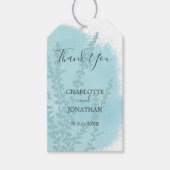 Aqua Blue Botanische Waterverf Was Trouwjurk      Cadeaulabel (Voorkant)