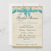 Aqua Blue Bow and Lace Vrijgezellenfeest Kaart (Voorkant)