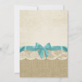 Aqua Blue Bow and Lace Vrijgezellenfeest Kaart (Achterkant)