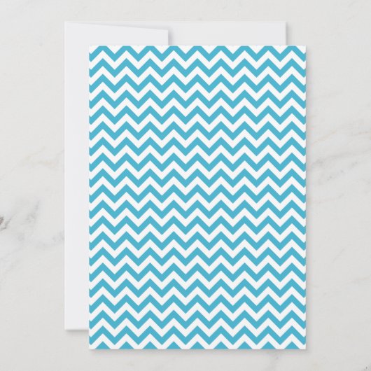Aqua Blue Boy Mustache Chevron Birthday Party Kaart (Achterkant)
