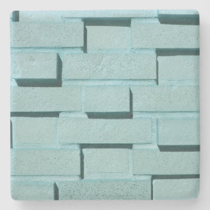 Aqua Blue Brick Wall Square onderzetter