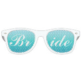 Aqua Blue Bride in Script Wedding Retro Zonnebril (Voorkant)