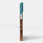 Aqua blue bronzen sparkles kleurenblok Monogram iPhone Hoesje (Rechterkant)