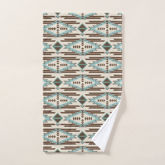 Aqua Blue Brown Aztec Pattern Bad Handdoek (Handdoek)