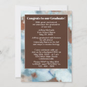 Aqua Blue Brown Beige Abstract Afstuderen Aankondiging (Achterkant)