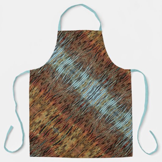 Aqua Blue Brown en Oranje Animal Print Schort (Voorkant)