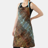 Aqua Blue Brown en Oranje Animal Print Schort (Insitu)