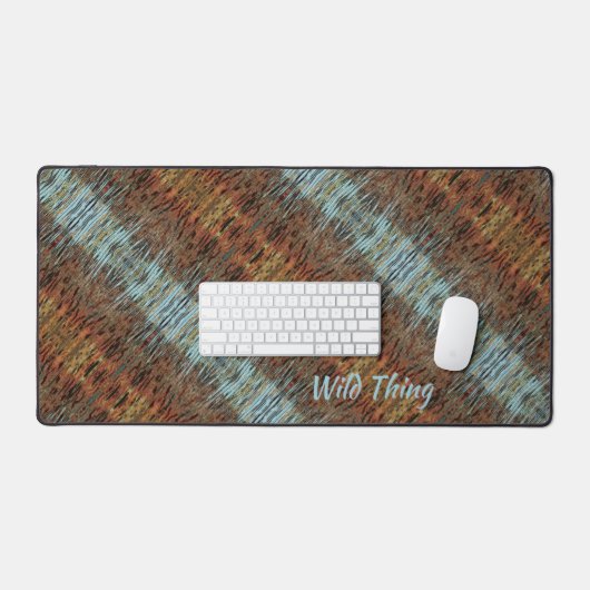 Aqua Blue Brown en Sinaasappel Wild Tribal Abstrac Bureaumat (Keyboard & Muis)