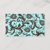 Aqua Blue, Brown en White Damask Place Card Plaatskaartje (Achterkant)