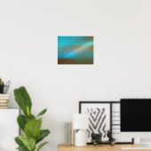Aqua Blue & Brown Glow #1 Abstract Art Poster (Thuiskantoor)