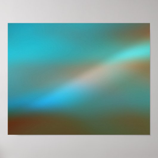 Aqua Blue & Brown Glow #1 Abstract Art Poster (Voorkant)