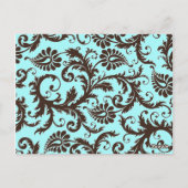 Aqua Blue, Brown, White Stripe Damask Table Number Briefkaart (Achterkant)