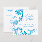 Aqua blue bruiloft verloving kaart (Voorkant / Achterkant)