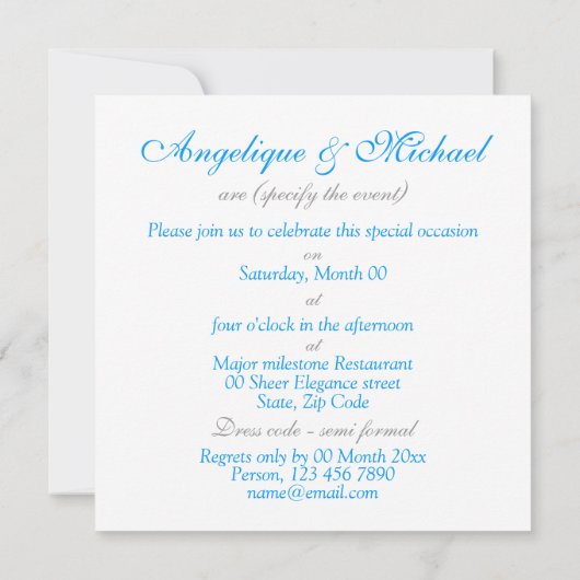 Aqua blue bruiloft verloving kaart (Achterkant)