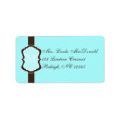 Aqua Blue, Bruin, White Monogrammed Address Label (Voorkant)
