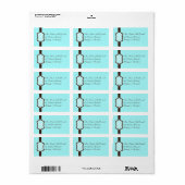 Aqua Blue, Bruin, White Monogrammed Address Label (Full Sheet)