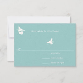 Aqua Blue Bumble Bee Heart Wedding RSVP Kaartje