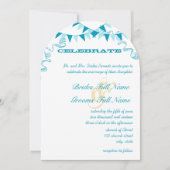 Aqua Blue Bunting Pennant bruiloft uitnodigingen (Voorkant)