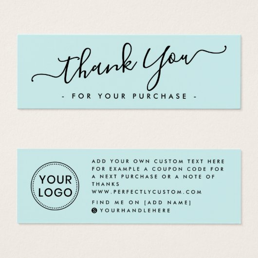 Aqua Blue Business logo bedankt dat je kaart hebt  (Voorkant /achterkant)