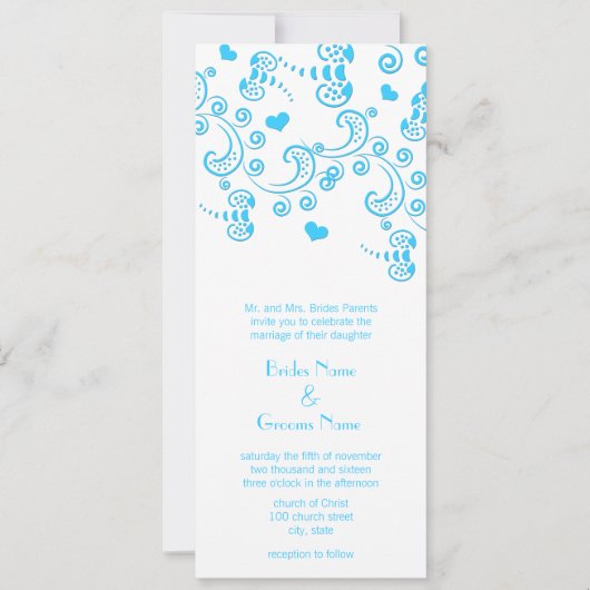 Aqua Blue Butterflies Wedding Kaart (Voorkant)