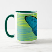 Aqua Blue Butterfly Green Art Mok Cup (Links)