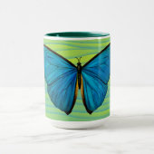 Aqua Blue Butterfly Green Art Mok Cup (Midden)