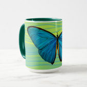 Aqua Blue Butterfly Green Art Mok Cup (Voorkant links)
