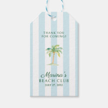 Aqua Blue Cabana Stripes Palm Beach Club Bedankt