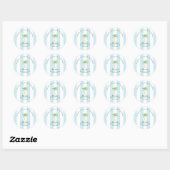 Aqua Blue Cabana Stripes Palm Beach Club Bedankt Ronde Sticker (Vel)
