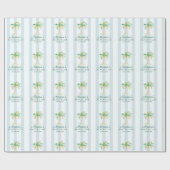 Aqua Blue Cabana Stripes Palm Beach Club Cadeaupapier (Vlak)