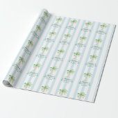 Aqua Blue Cabana Stripes Palm Beach Club Cadeaupapier (Uitgerold)