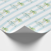 Aqua Blue Cabana Stripes Palm Beach Club Cadeaupapier (Hoek)