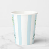 Aqua Blue Cabana Stripes Palm Beach Club Verjaarda Papieren Bekers (Links)