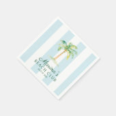 Aqua Blue Cabana Stripes Palm Beach Club Verjaarda Servet (Hoek)