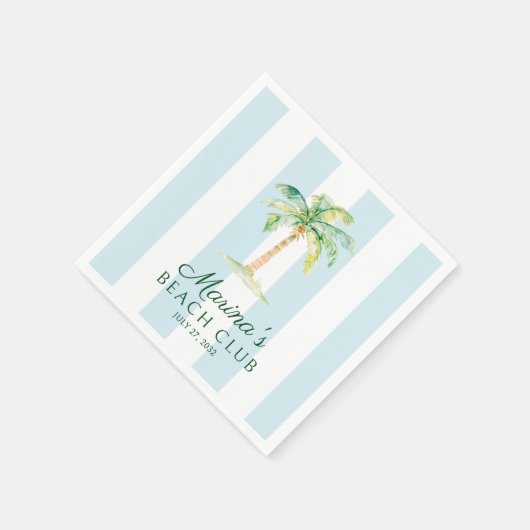 Aqua Blue Cabana Stripes Palm Beach Club Verjaarda Servet (Hoek)
