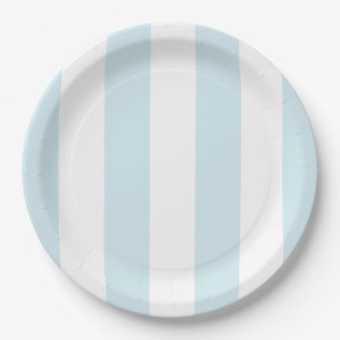 Aqua Blue Cabana Stripes Verjaardag Papieren Bordje