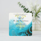 Aqua Blue Calla Lily Flower Wedding Invitations Kaart (Staand voorkant)