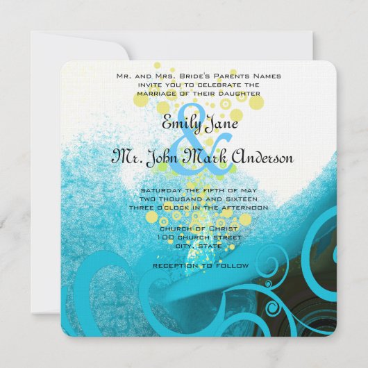 Aqua Blue Calla Lily Flower Wedding Invitations Kaart (Voorkant)