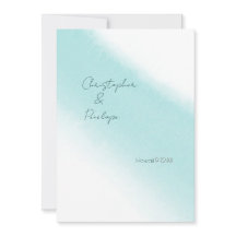Aqua Blue Calligraphy Waterverf Save the Date
