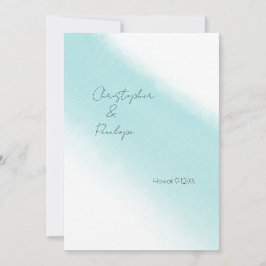 Aqua Blue Calligraphy Waterverf Save the Date Kaart (Voorkant)