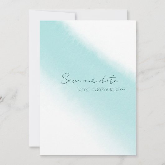Aqua Blue Calligraphy Waterverf Save the Date Kaart (Achterkant)