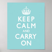 Aqua Blue Calm houden en doorgaan Poster (Voorkant)