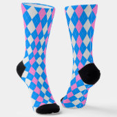 AQUA BLUE & CARNATION PINK Argyle Pattern Sokken (Gebogen)