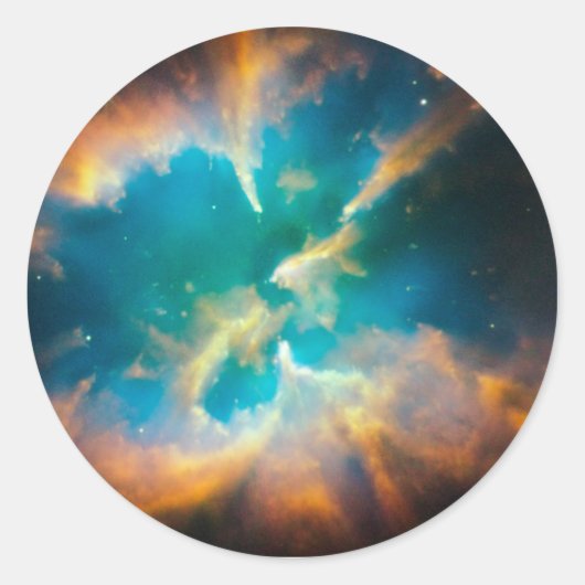 Aqua Blue Celestial Splendid Nebula Foto Ronde Sticker (Voorkant)