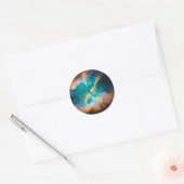 Aqua Blue Celestial Splendid Nebula Foto Ronde Sticker (Envelop)