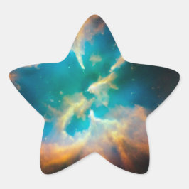 Aqua Blue Celestial Splendid Nebula Foto Ronde Sticker