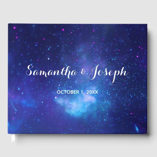 Aqua Blue Celestial Wedding Gastenboek (Voorkant)